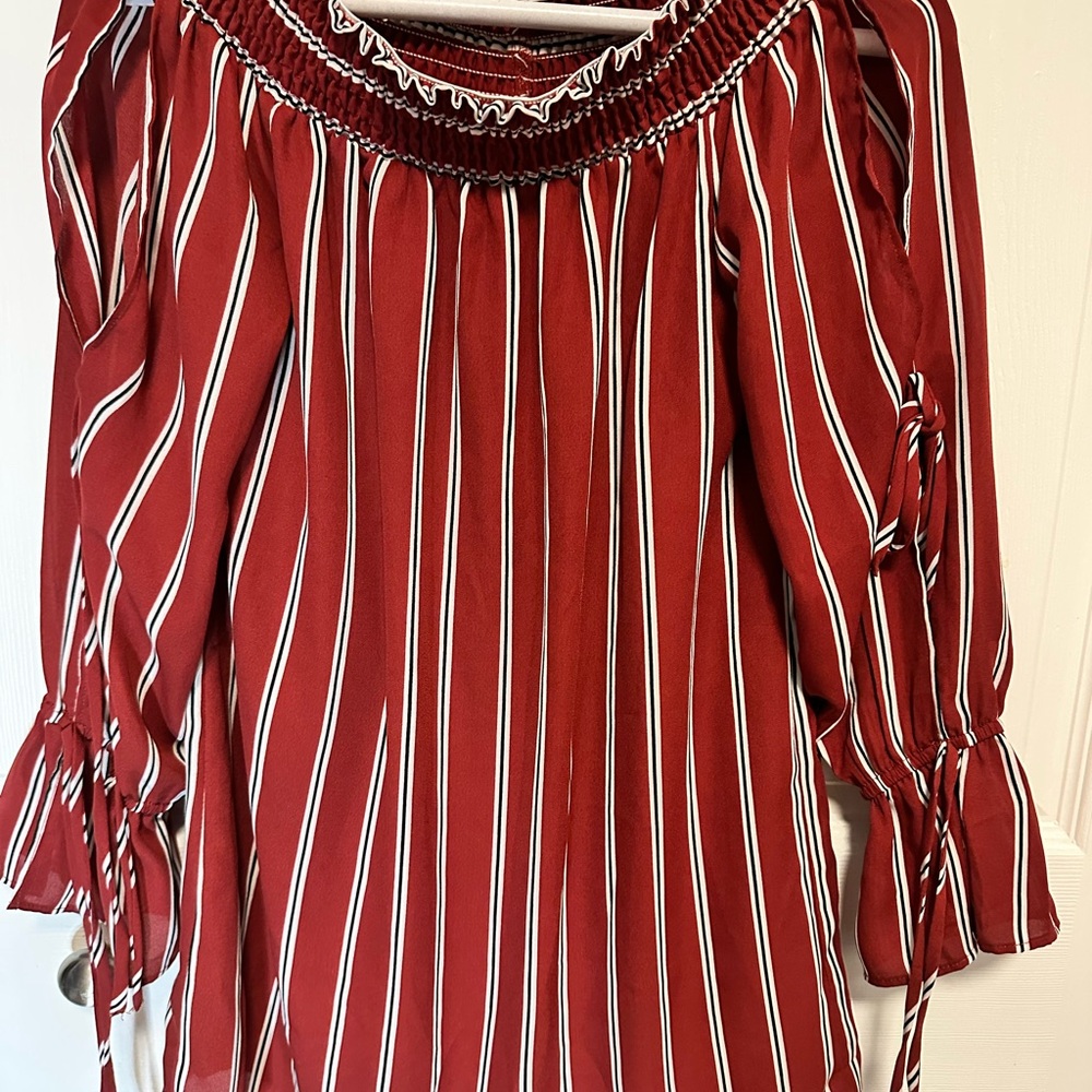 C Red and White Striped Blouse